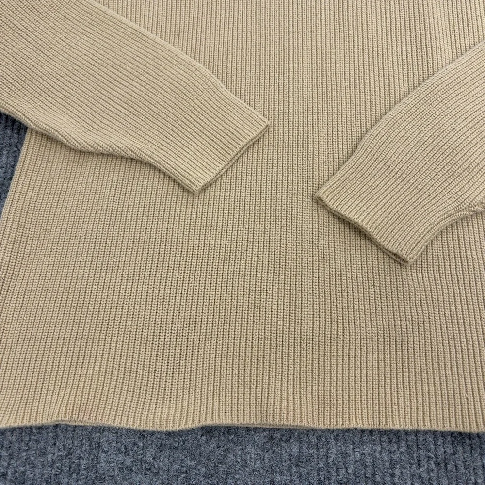 J Crew Sweater Mens XL Tan‎ 100% Cotton Ribbed Crewneck Classic Casual Preppy
